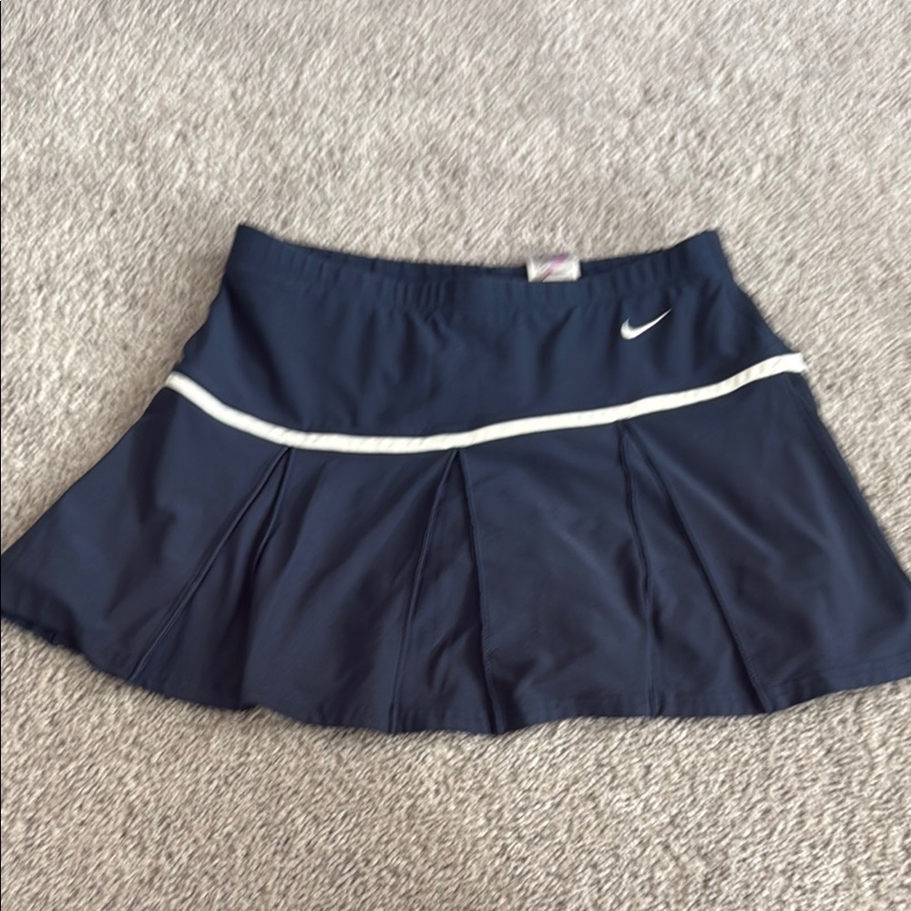 Nike Dark Blue Pleated Skirt with White Trim